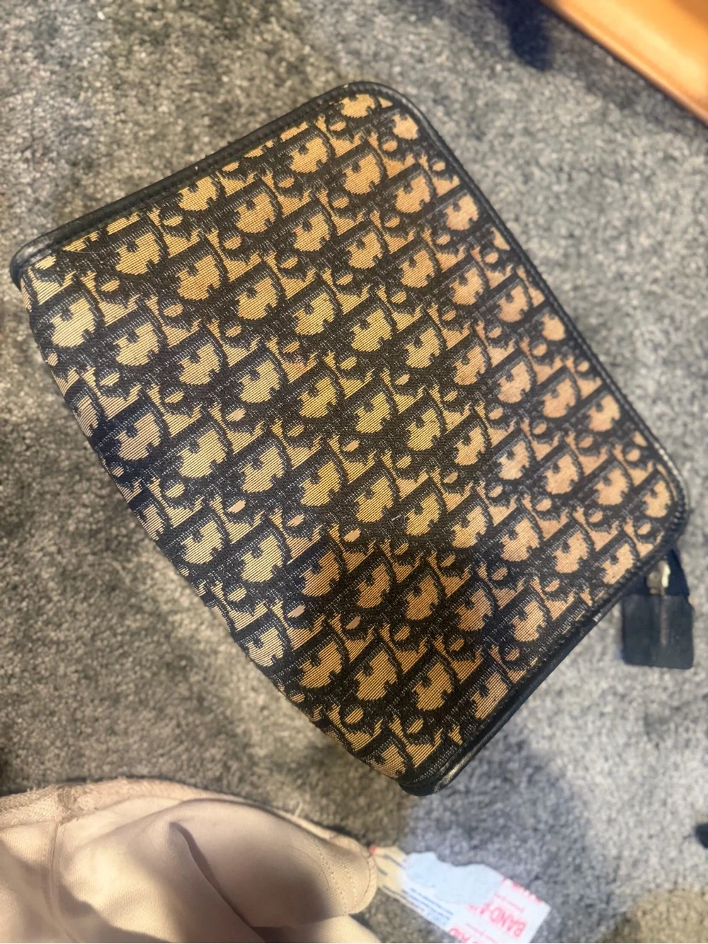 Christian Dior Vintage Oblique Trotter Zip Portfolio / Tablet Case
